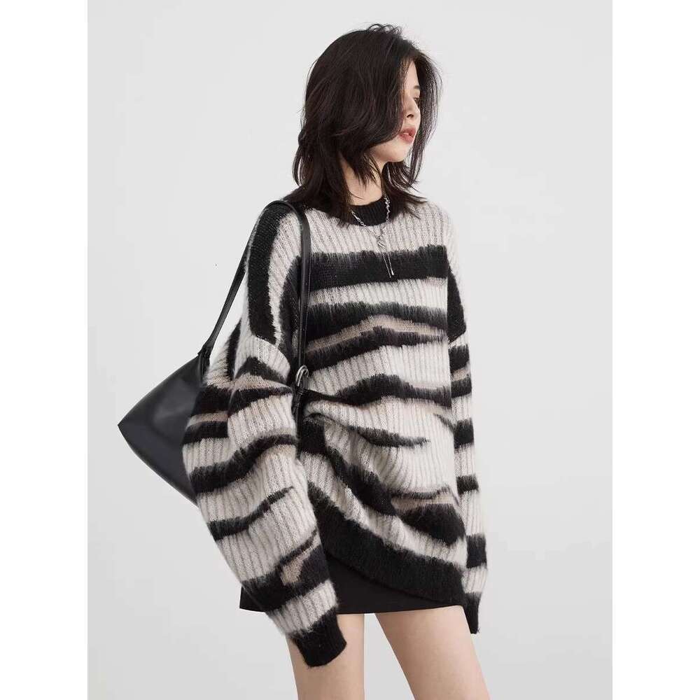 CHIC VEN Women Thick Sweaters Long Sleeve Pit Stripe Irregular Jumpers Lazy Knit Pullovers Female Top Autumn Spring 2023