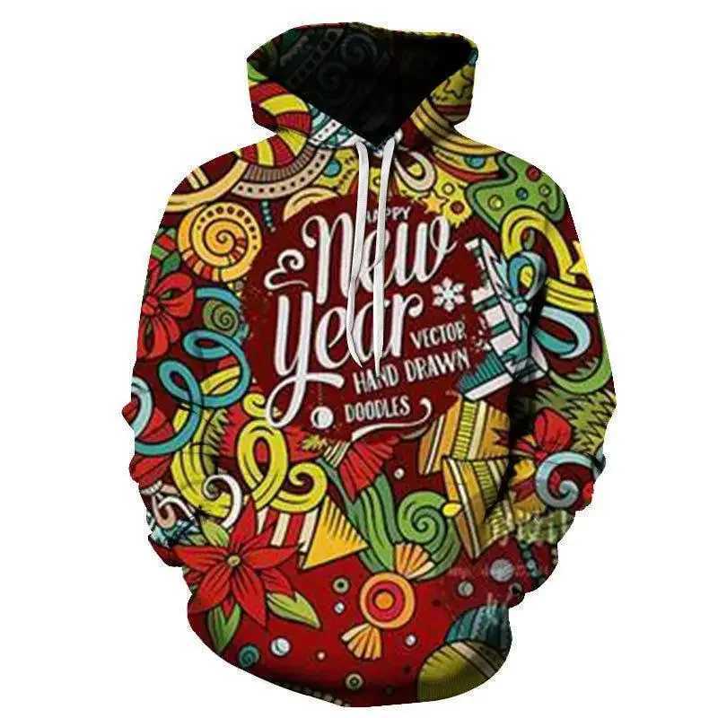 2023 Mens and Womens Fashion Christmas Hoodies Santa Claus Large 3D Printed Sweaters Autumn and Winter Fashion Hoodies Y241016