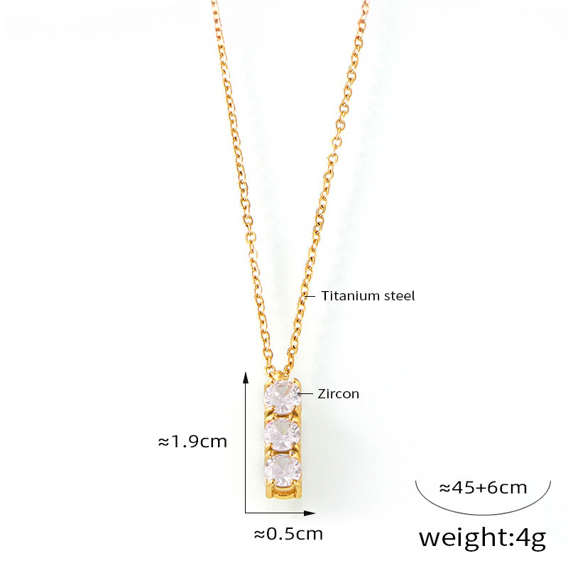 Cubic Zircon Bar Pendant Necklace 18k Gold Stainless Steel Chain Square Heart Charm Designer Jewelry Crystal Diamond Necklaces Gift for Woman Girls Fi