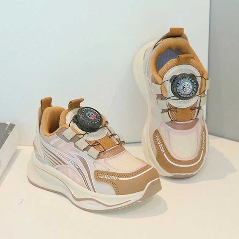 Childrens Fashoin boys casual sports rotating button girls running baby net anti slip soft soled shoes H260130