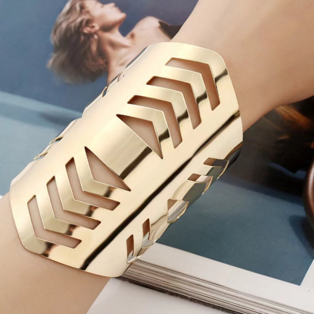 Unisex Round Metal Bangle - Stylish Urban Wear Wide Wrist Band Accessory