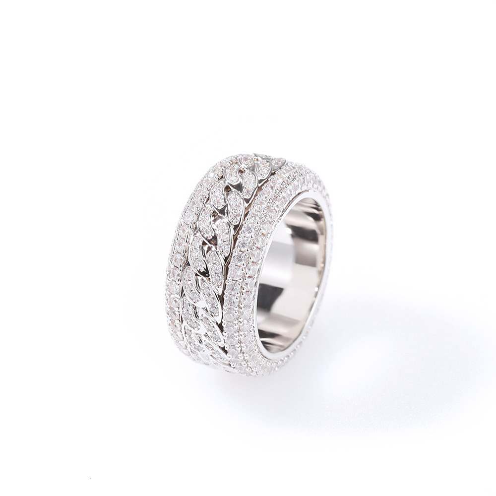 Pass Dia Tester S Sterg Sier Iced Out VVS Moissanite Men Ring and Rappers Hip Hop Jewelry With GRA Certificate
