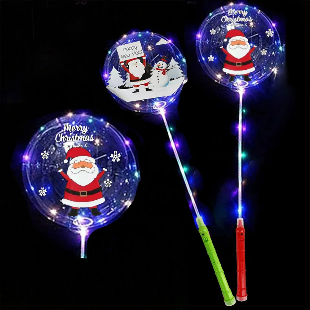 5-30pcs LED Bobo Balloons Santa Claus Transparent LED Light Up Balloons Glow Bubble Balloons Year Christmas Party Decoration 241016