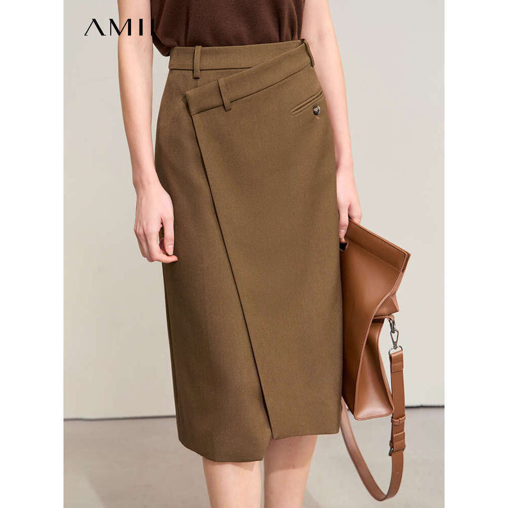 Amii Minimalism 2024 Autumn Skirts For Women New Commuter Intellectual One-Piece Wrap A-E Solid Slim Blazer Skirt 12443019