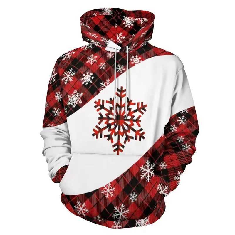 Christmas Mens 3D Printed Womens Christmas Elk Hoodie Mens Pull up Long Sleeve Hoodie Snowman Sportswear Mens Hoodie Y241016