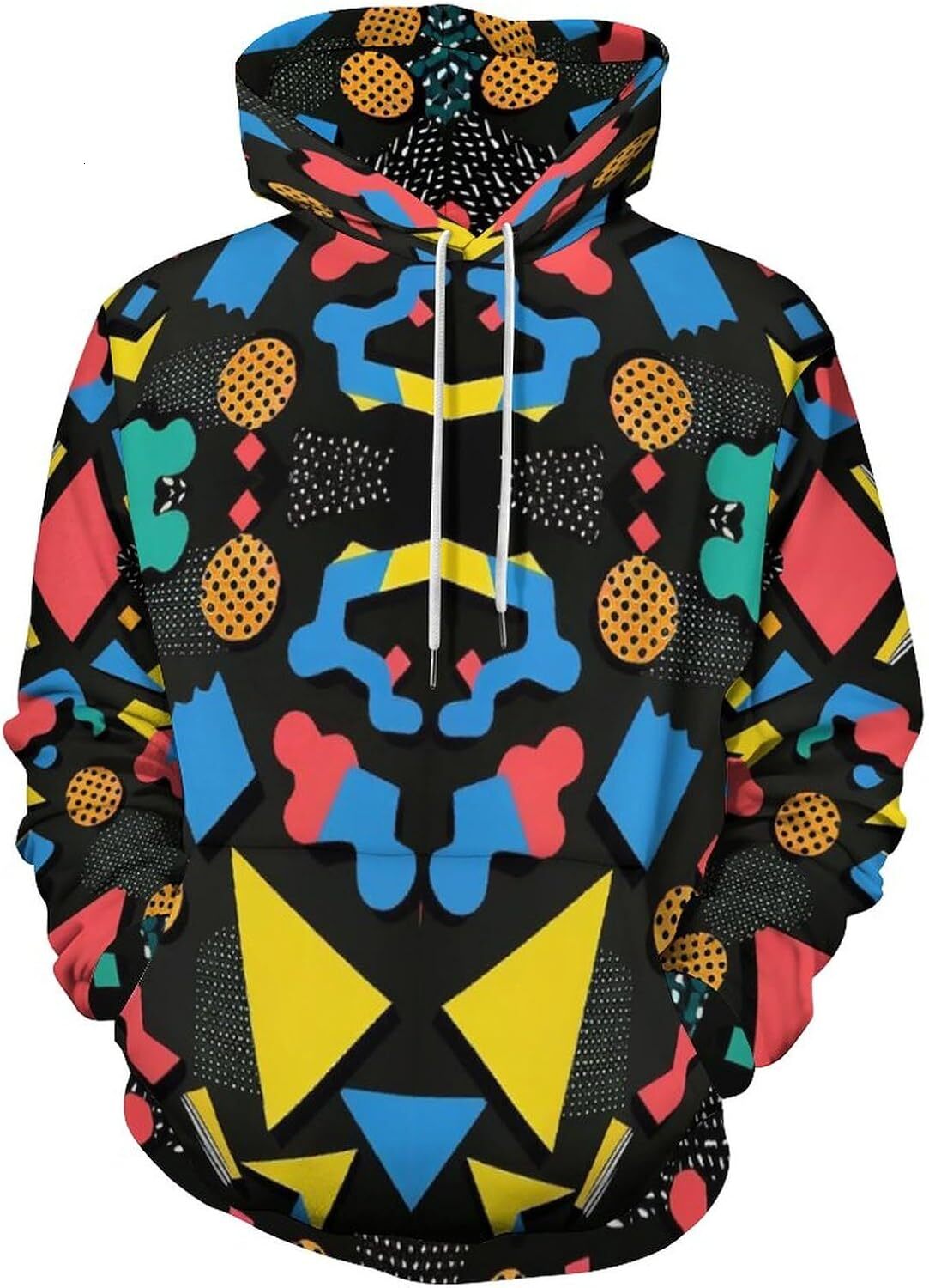 Hoodie for Mens Womens Colorful 90s Style Hoodie Vintage Geometric Tie Dyed Pattern Long Sleeved Sweatshirt Hoodie Graphic Hoodies sweatshirt Pullover