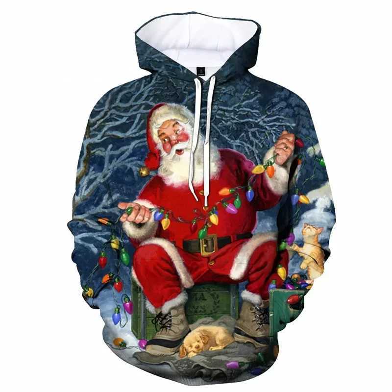3D printed hoodie Christmas tree snowman Christmas hoodie boys fashionable and funny long sleeved zipper womens cute Harajuku top Y241016