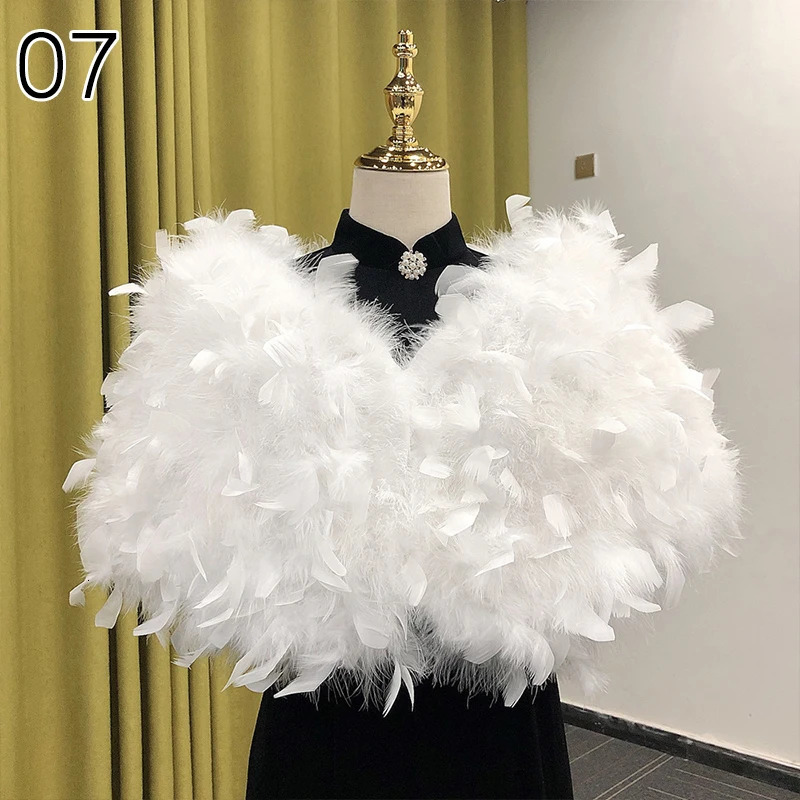 Ostrich Fur Shawl Elegant Ostrich Feather Coat Wedding Boleros Bridal Bag Shawl Party Evening Dress Cloak Scarf 241007