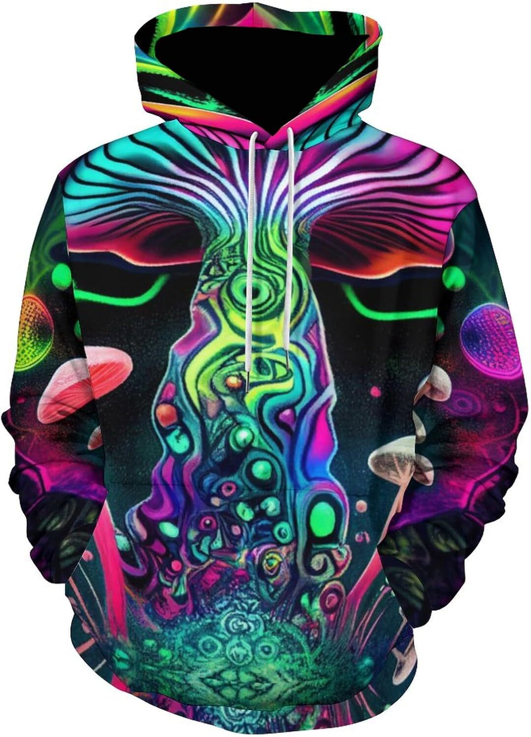 Hoodie for Mens Womens Vintage Colorful Mushroom Hoodie 3D Tie Dye Printing Dream Summer Sweatshirt Hoodies Graphic Hoodies sweatshirt Pullover Long S