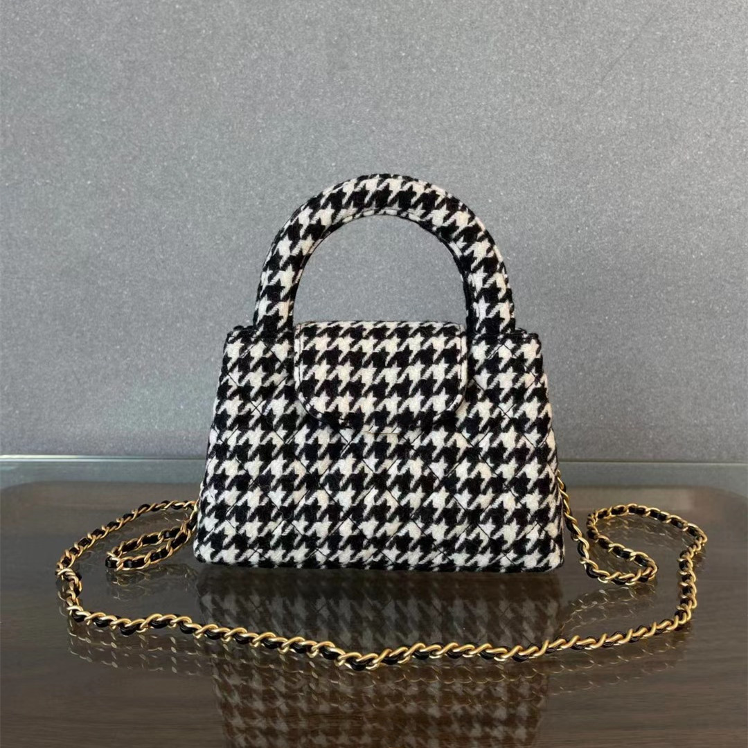 New Designer Bags 10A Top Quality Womens Cosmetic Crossbody Bags Luxury C Flap Bags Canvas bag Tweed Chain Shoulder Bag Genuine Leather handbag chain bag designer bag