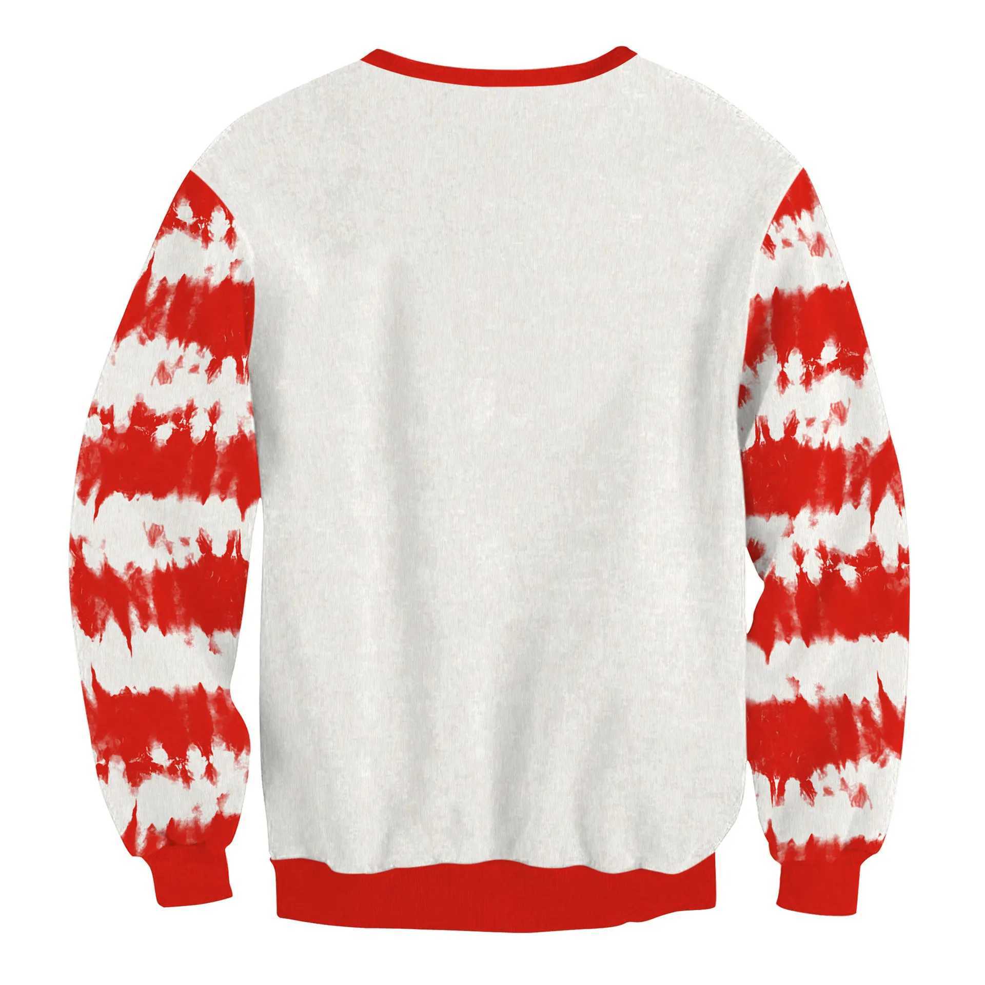 Christmas Tree Santa Claus Snowman Santa Claus Elk Hoodie Mens Autumn and Winter 3D Printed Pulling Sweatshirt Large Size Street Clothing Y241016