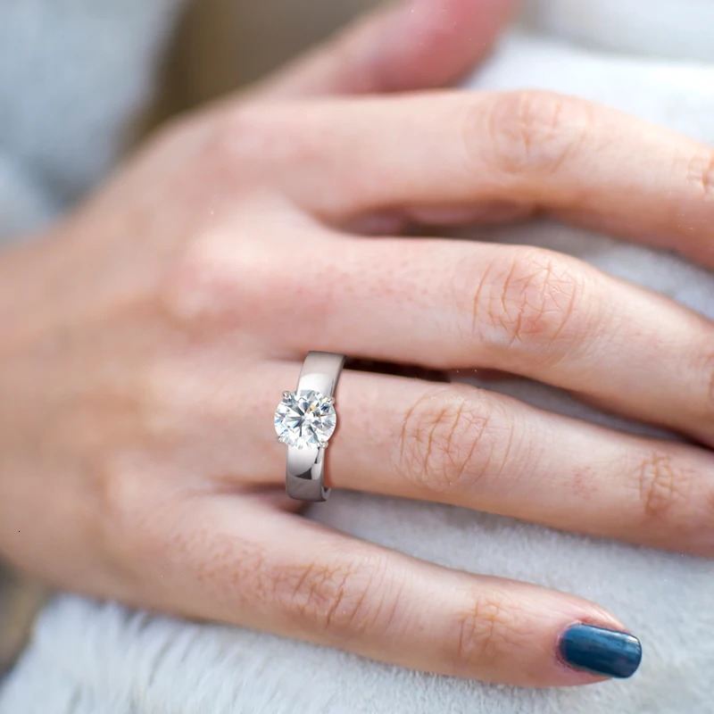 100% genuine 925 sterling silver 2- silica wedding engagement ring womens card commitment ring jewelry GRA certification 241007