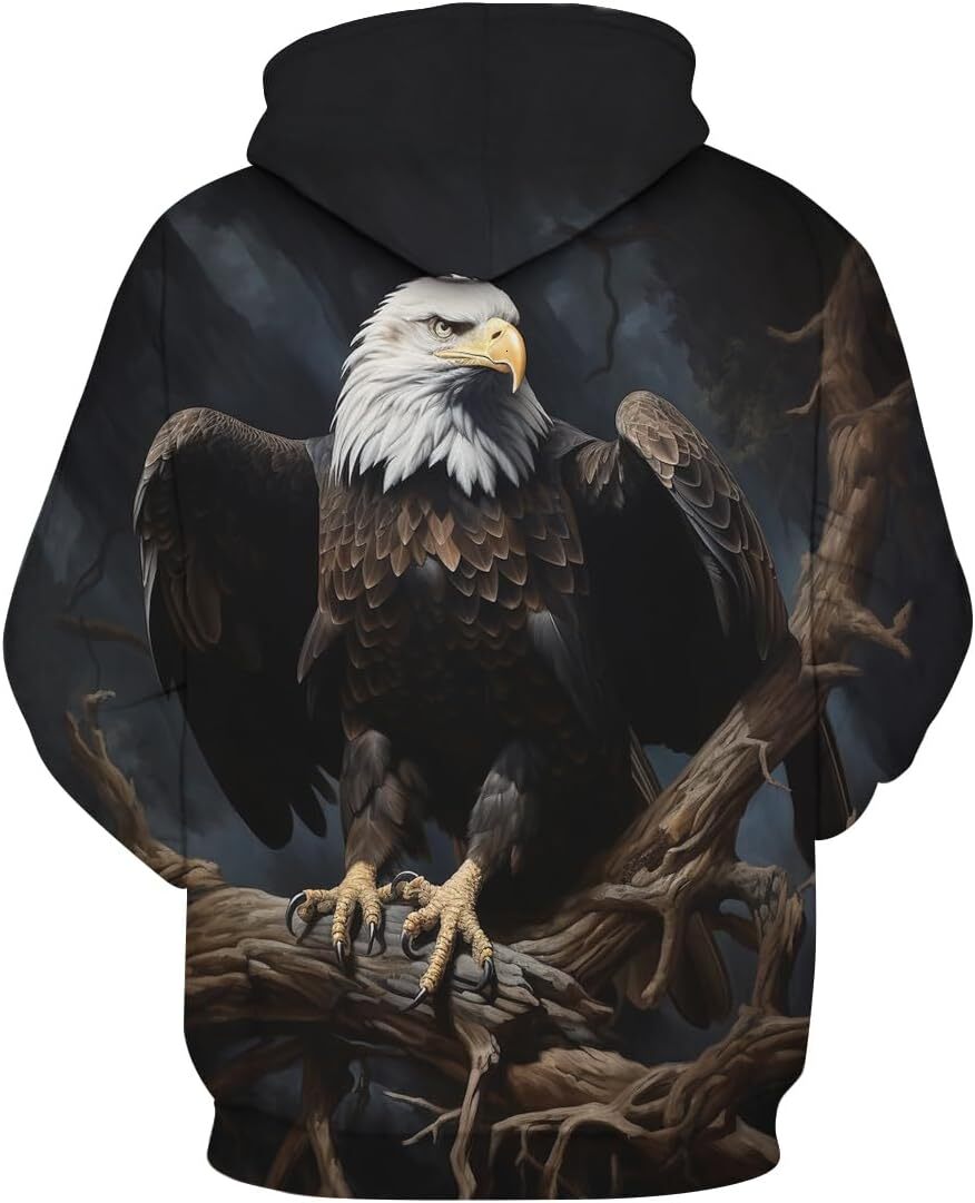 Hoodie for Mens Womens Mens Novelty Blue Star Bald Eagle Hoodies 3D Printed Eagle Flag Long Sleeve Sweatshirt Hoodie Graphic Hoodies sweatshirt