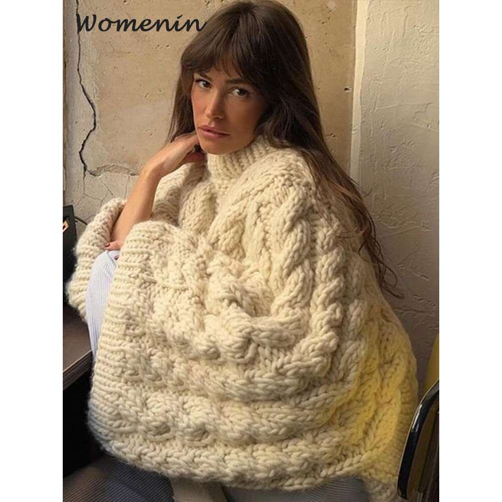 Loose Knitted Twisted Sweater Women Oversize O-Neck Batwing Sleeve Female Pullovers 2024 Autumn Winter Lady Solid Street Jumper