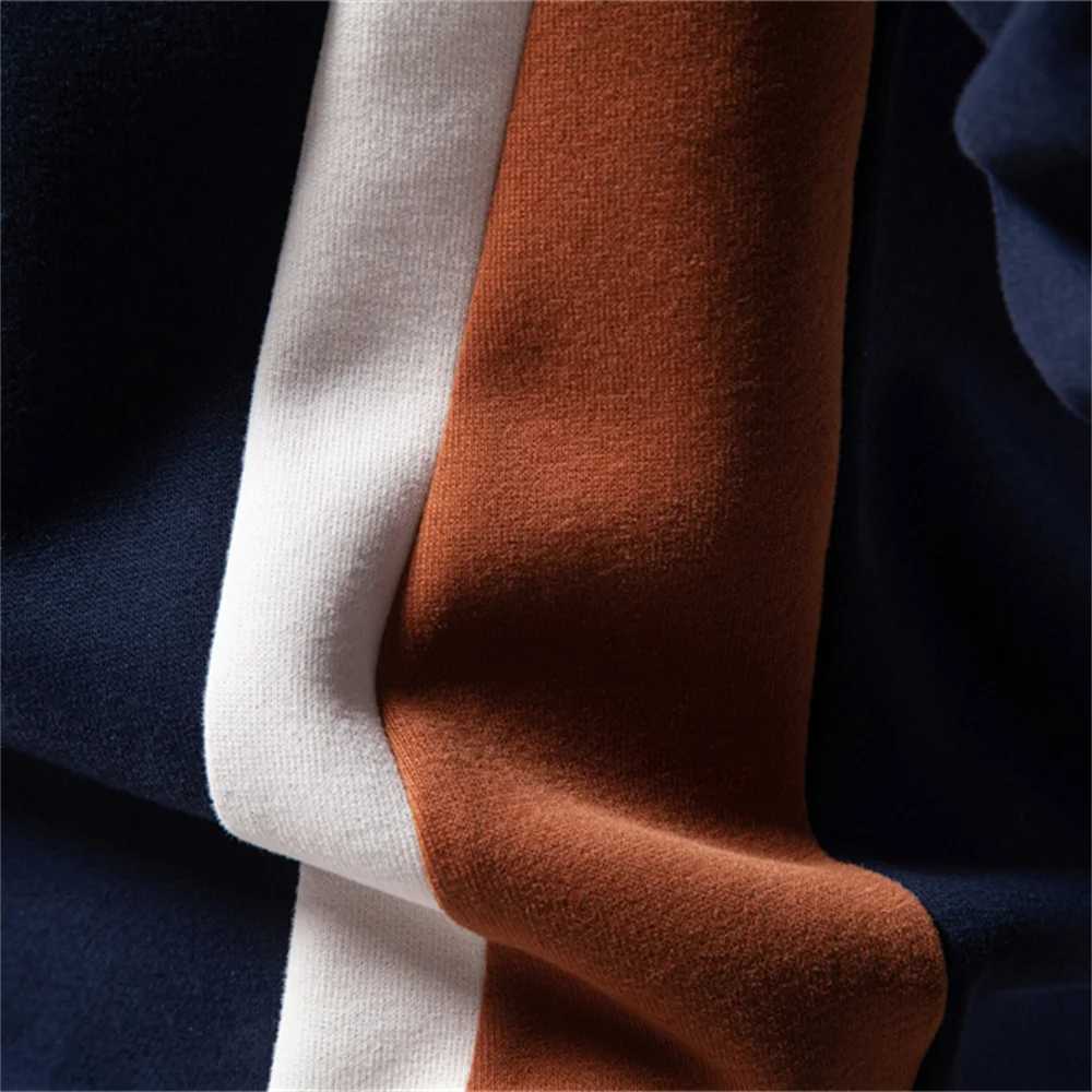 AIOPESON mens patch cotton blend staff collar sweater fashionable casual sports round neck zipper mens sweater Y241016