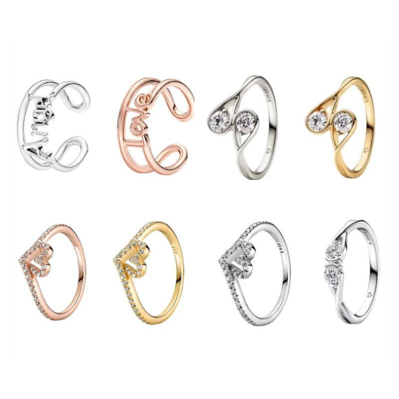 Luxury Authentic Diamond Angel Love Heart Rings Women S925 Sterling Silver Brand Designer Christmas Wedding Birthday Engagement Gifts Jewelry R064