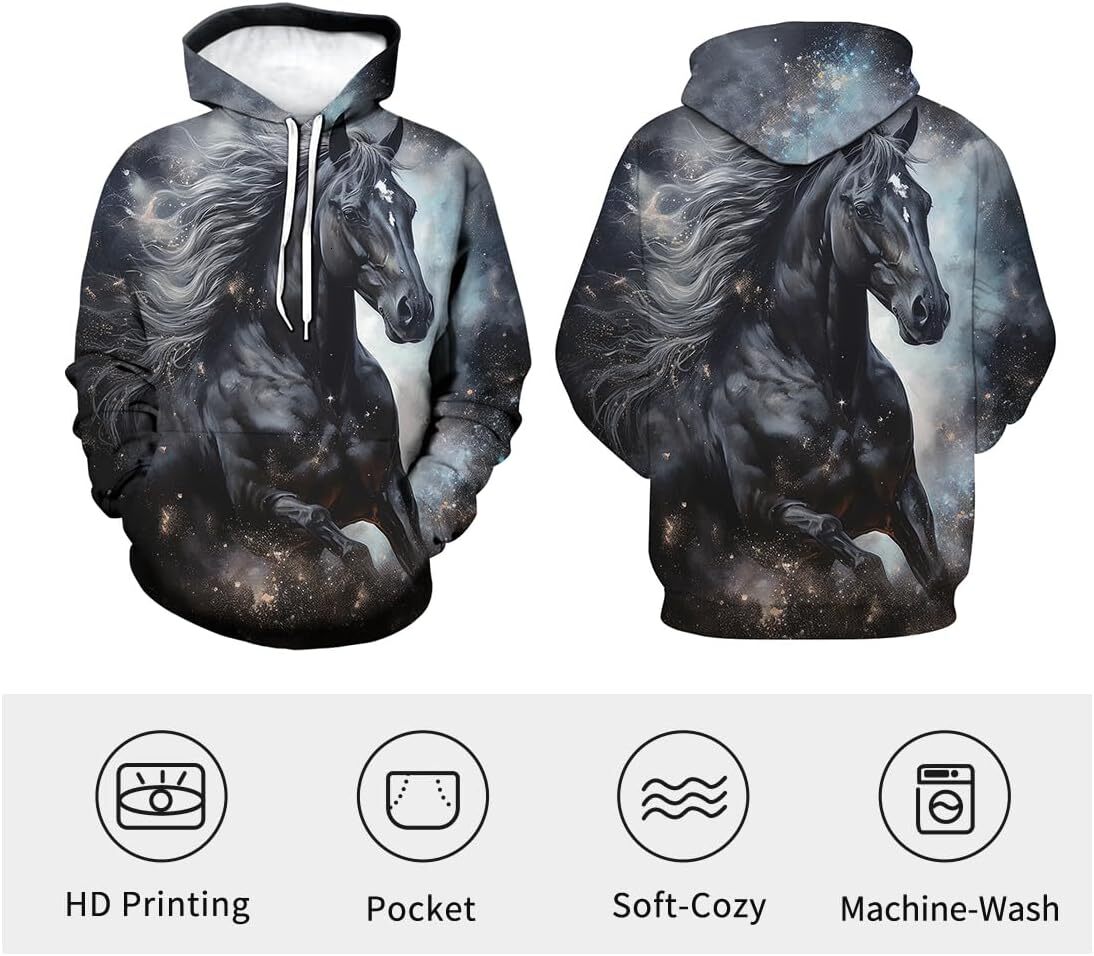 Hoodie for Mens Womens Unisex Dream White Horse Hoodies 3D Animal Pattern Novelty Long Sleeve Sweatshirt Hoodie Graphic Hoodies sweatshirt Fashion Tre