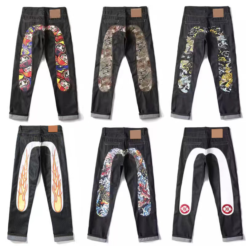 Mens jeans 2025 New M Fashion Design Printed Womens Bottoms Casual Pants Washed Hip Hop Style Straight trousers