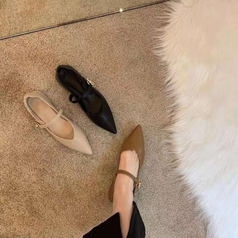 2023 NEW Women Flat Candy Color Women's Toe Retro Single One Word Buckle Round Mary Jane Shoes Ballerina Flats Mujer