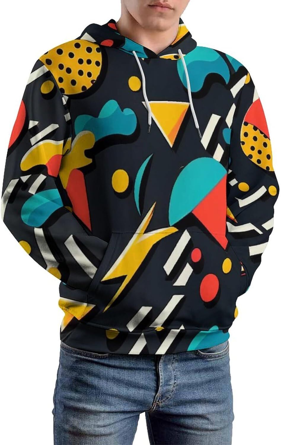Hoodie for Mens Womens Vintage Tie Dyed Geometric Hoodie 80s 90s Style Long Sleeve Sweatshirt Hoodie Graphic Hoodies sweatshirt Pullover Long Sleeve
