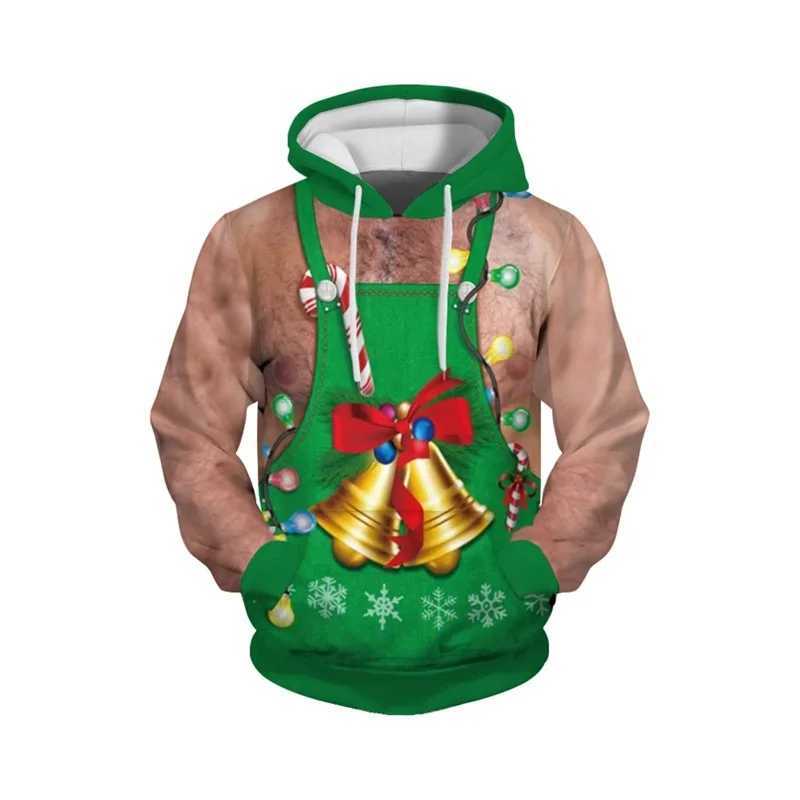 Full printed mens Christmas hoodie fun and ugly Christmas latte sweatshirt role-playing costume long sleeved plus size hoodie Y241016