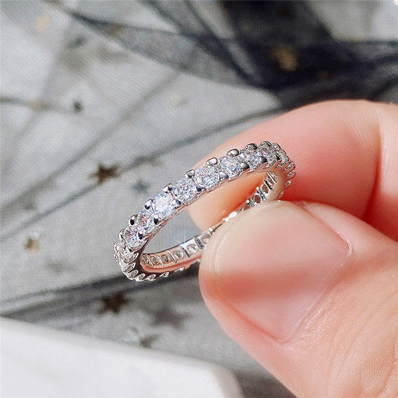 Designer Ring 3mm Shiny Diamond Ring Women Men Couple Wedding Ring Luxury Jewelry Girl Wedding Party Gift Size 5-12