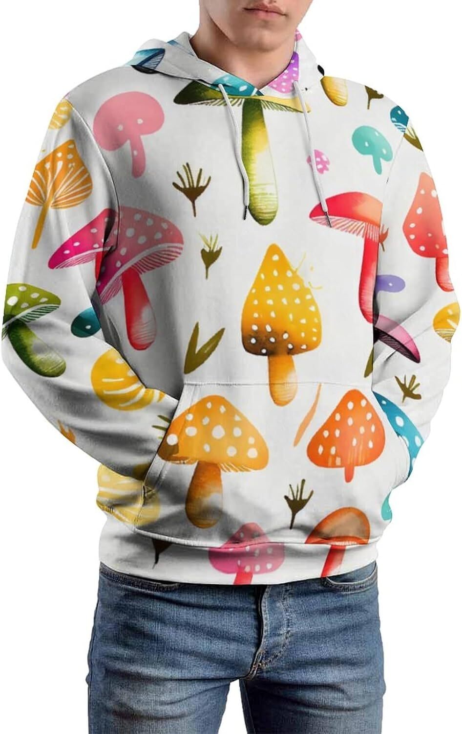 Hoodie for Mens Womens Hippie Mushroom Hoodie Clothing Vintage Aesthetics Plant Cartoon Pattern Long Sleeve Sweatshirt Graphic Fashion Trends