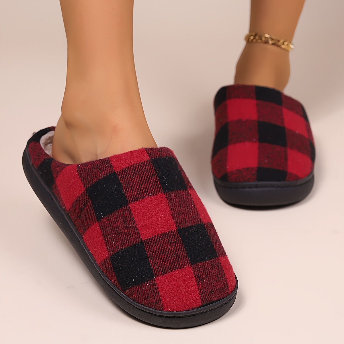 Women's winter Christmas cartoon plush cover toe soft warm comfortable home non-slip slippers Lover style 36-45 bac7