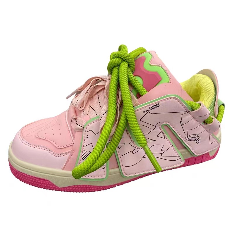 Men's and Women's Autumn Thick Soled Retro Contrasting Letter Casual Board Shoes