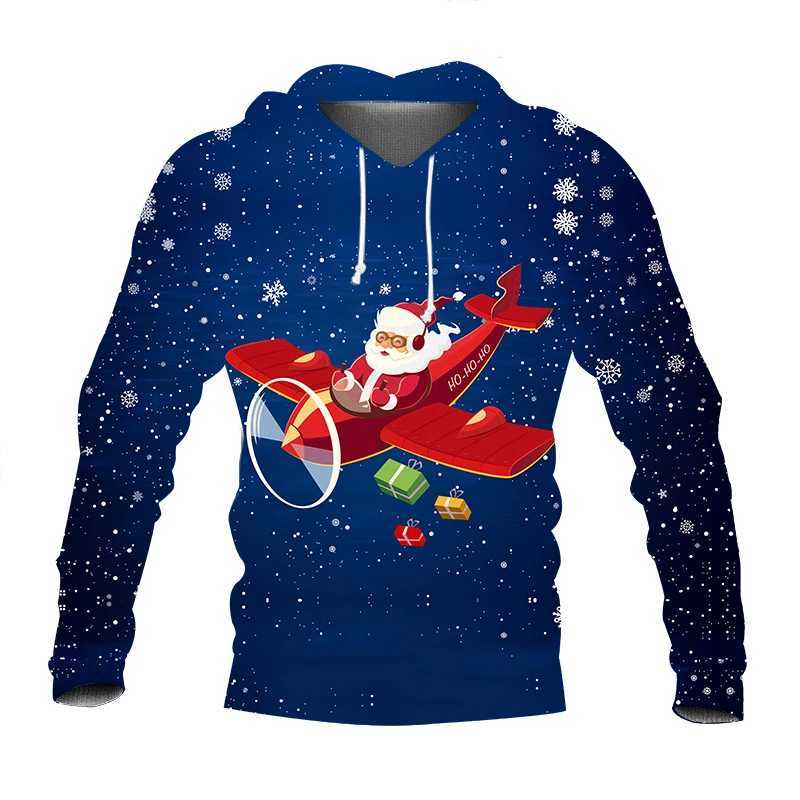 Merry Christmas Mens Casual Clothing Mens Santa Claus Sweater Autumn Mens Milk 3D Printed Hoodie Loose Top Y241016