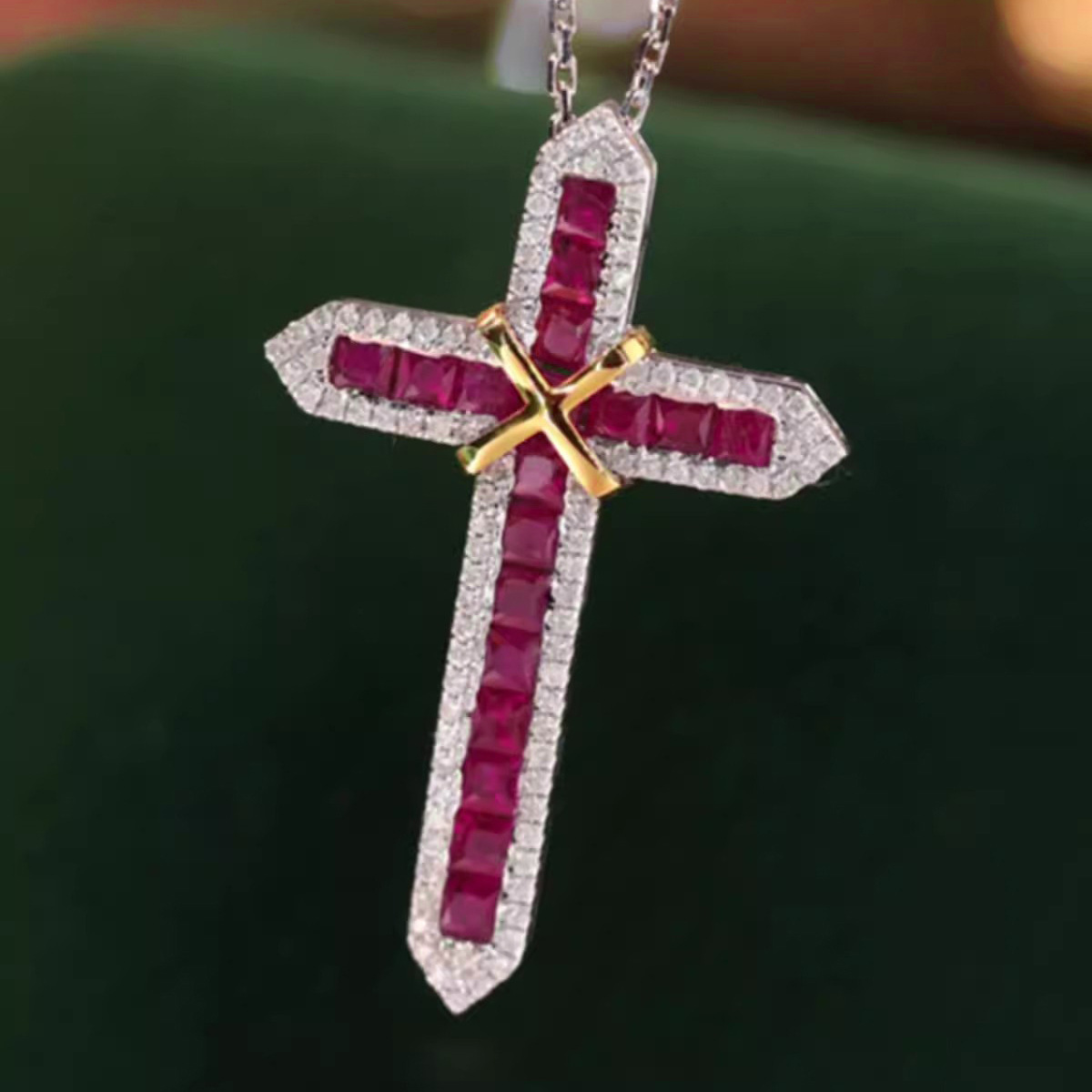 Sterg Sier Ruby Princess Cut Blue Crystal Pendant | Elegant Women's Clavicle Necklace dh910320090