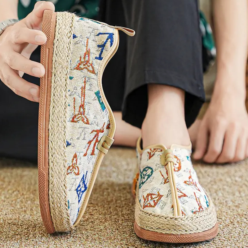 2024 Summer Men's New Canvas Sports Casual Shoeless Flat Shoes Breathable Wear Resistance Outdoor Fiess Style