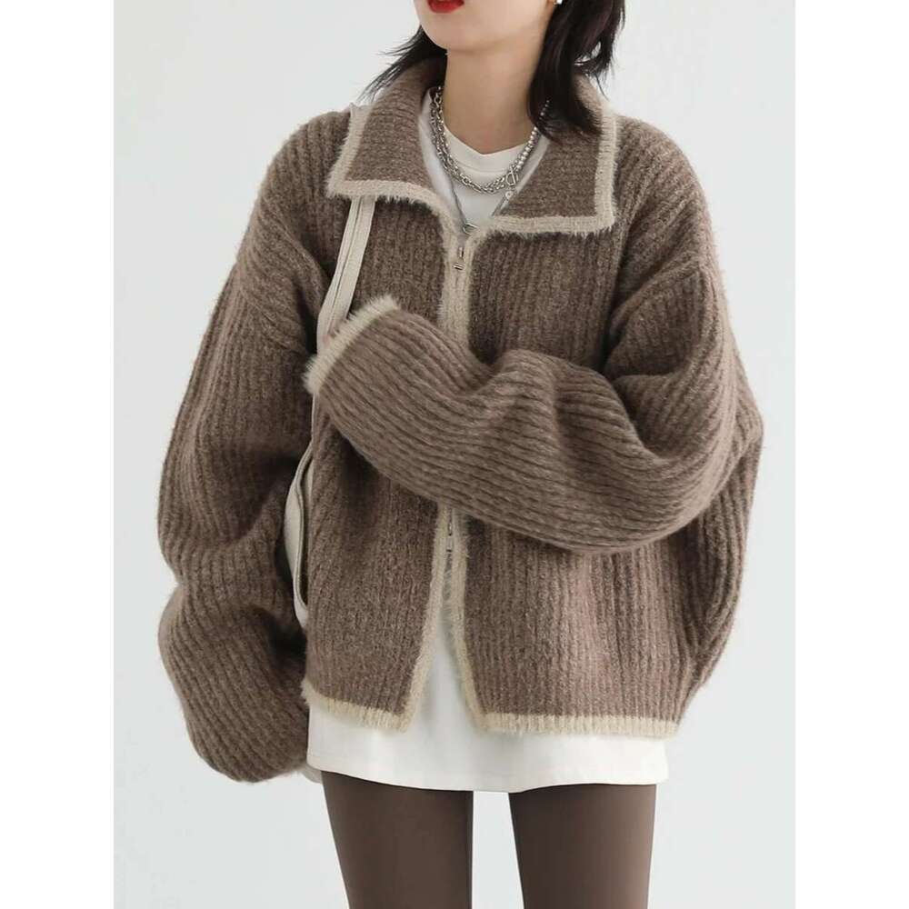 CHIC VEN Women's Sweaters Loose Korean Casual Lapel Knitted Cardigan Female Tops Knitwears Woman Autumn Winter 2022