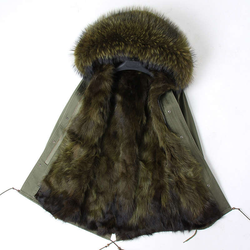 Plus size winter coat women's long real fur jacket women's thick natural leather collar parka coat