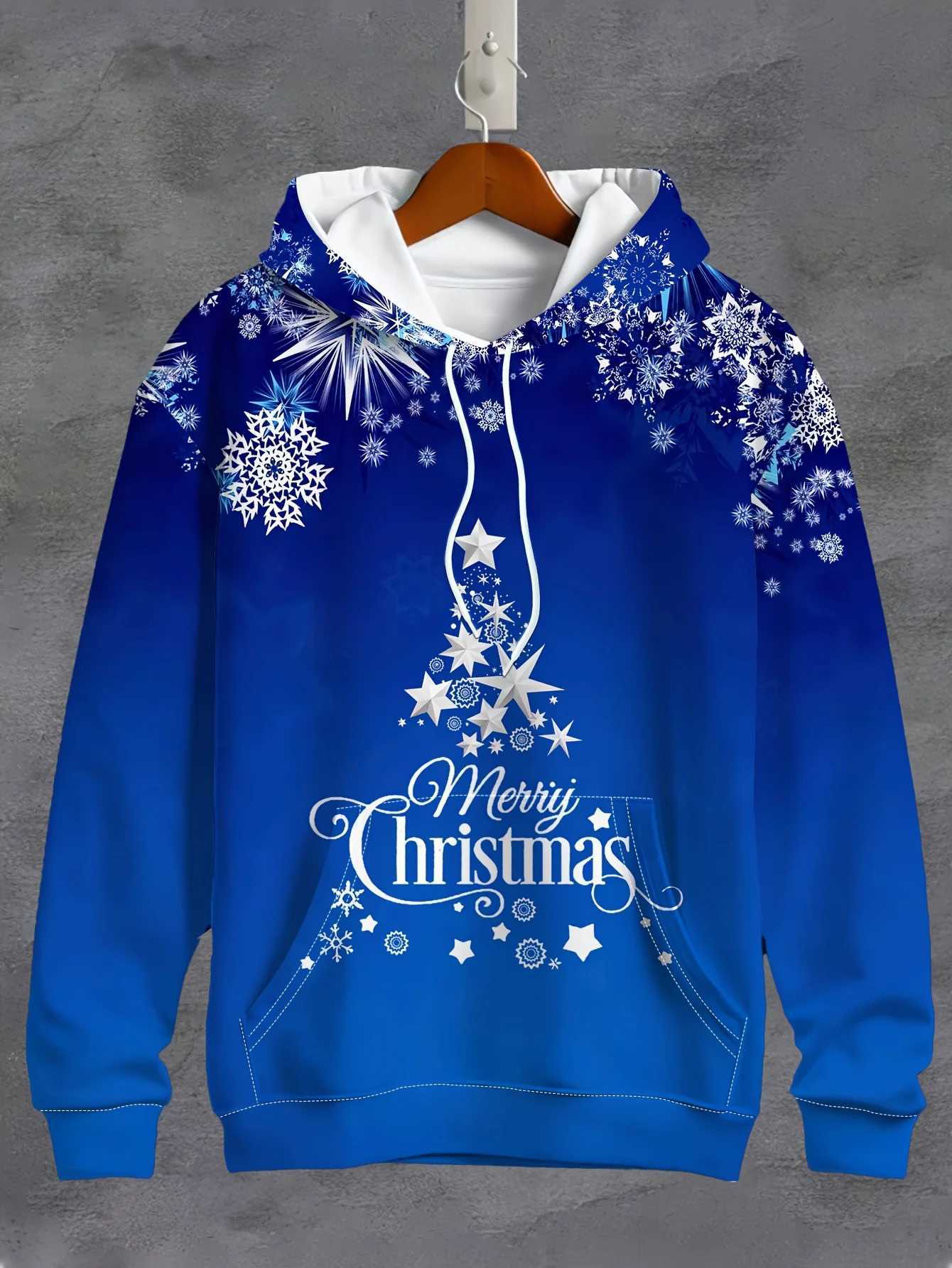 Christmas mens hoodie 3D printed top fashion sportswear dress long sleeved top casual mens wear Y241016
