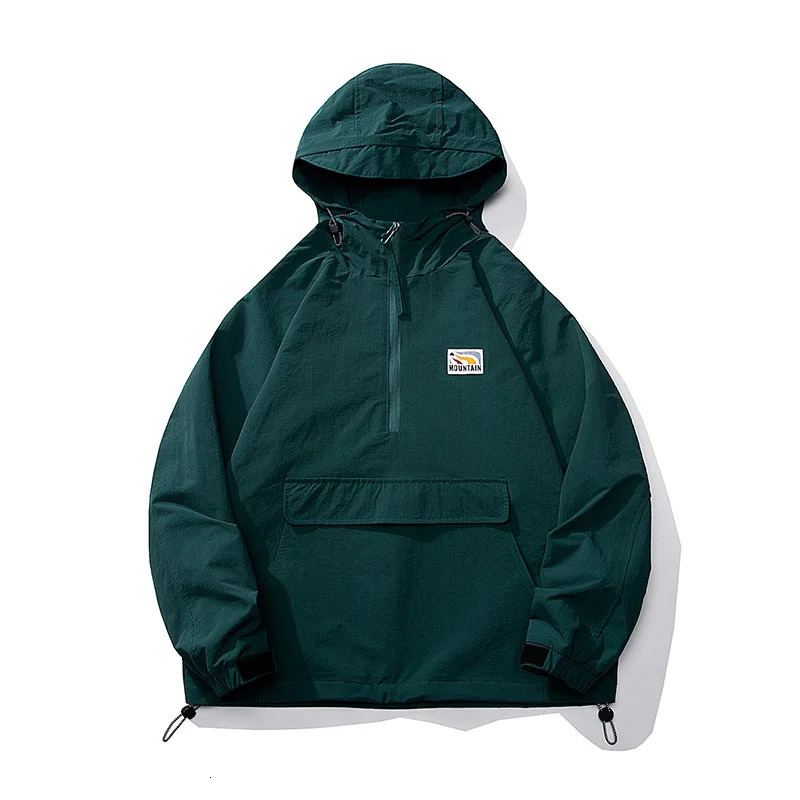 Mens Anorak jacket mens hip-hop jacket autumn windproof patch work and leisure streetwear mens outdoor coat top 4XL 241015