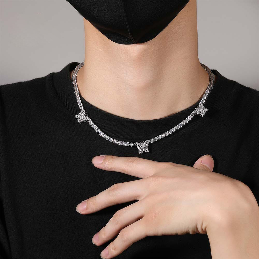 Charm Hollow Butterfly Tennis Chain Necklace Gold Plated Chokers Clavicle Chain Jewelry