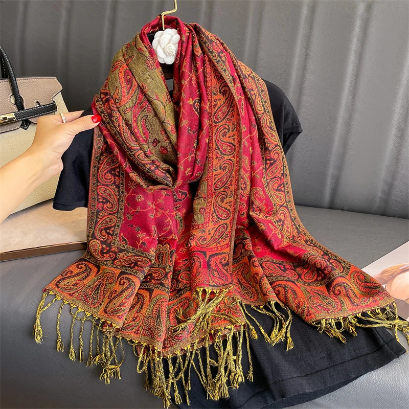 Autumn Cashmere Pashmina Shawl Lady Wrap Warm Winter Scarves n Print Female Foulard Cotton Stoles Scarf 2023 241016