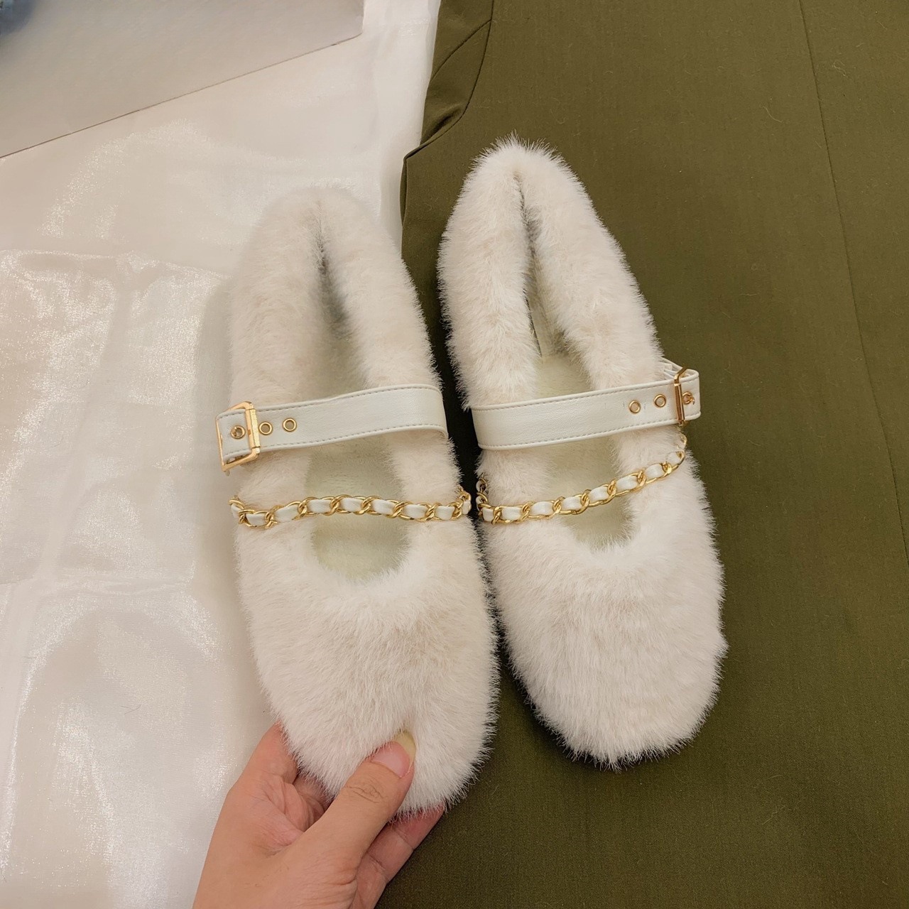 Women's Winter Coarse Heel Plush Cotton Single Shoes 2687