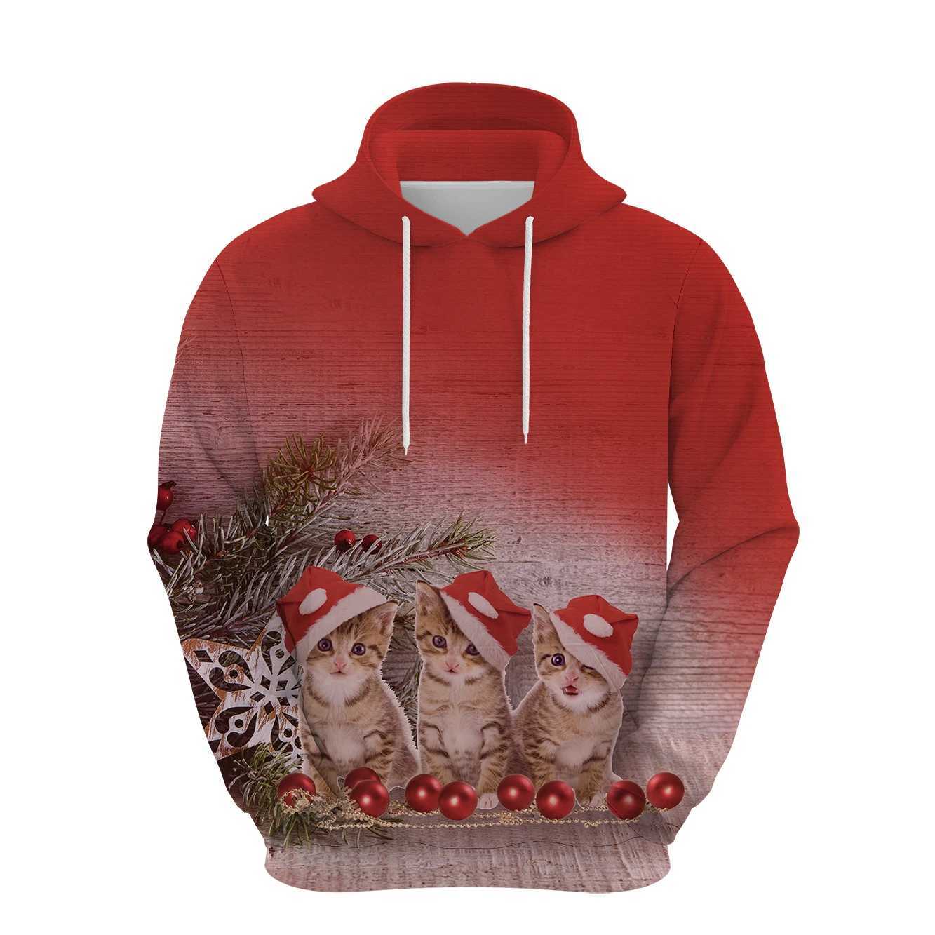 New Super Size Hoodie Mens Santa Claus Deer Cartoon Pattern 3D Printed Sports Shirt Long Sleeve Top Street Clothing Y241016