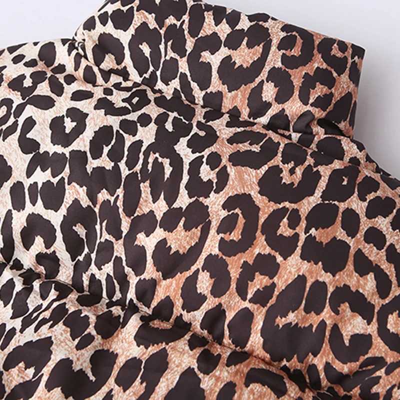 Womens winter vintage leopard print cotton jacket fashionable long sleeved Parkas womens jacket top new jacket M241011