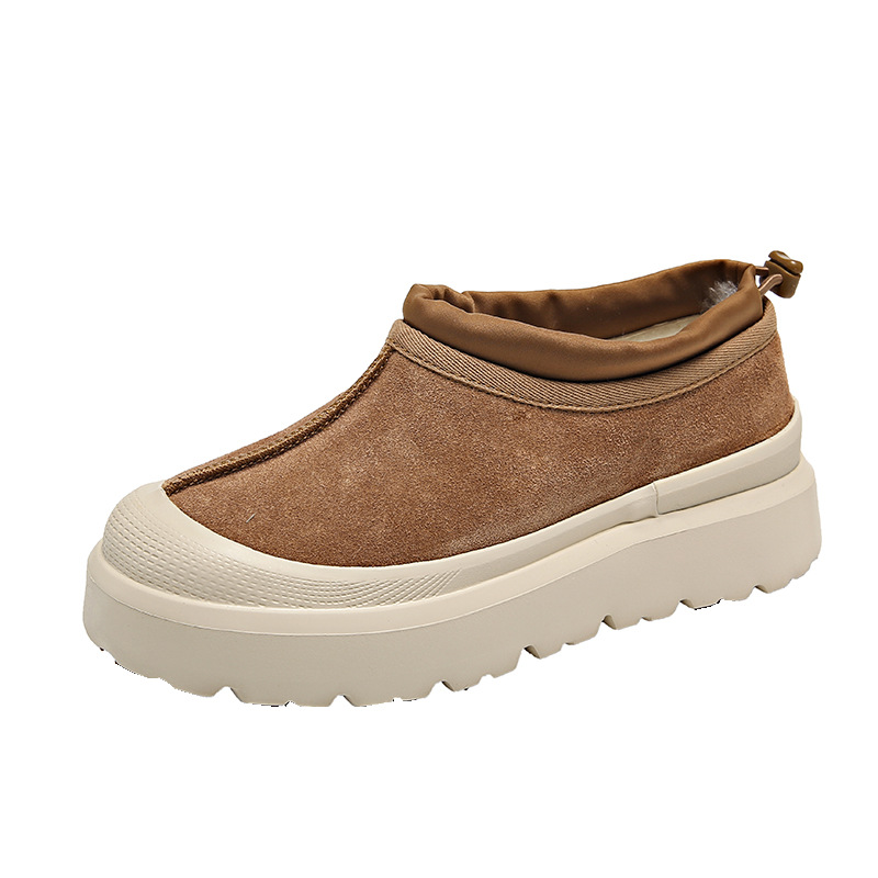 Round head thick bottom plus veet snow boots 2024 autumn and winter new fashion casual designer sneaker for women