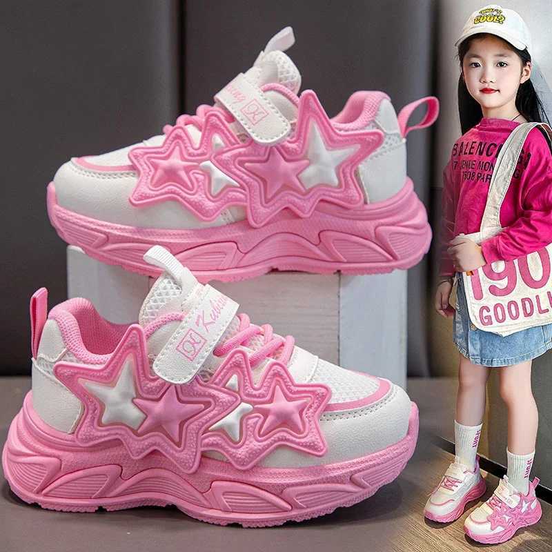 Girls casual sports breathable air mesh and celebrity fashion childrens running shoes school trend 26-37 soft M241016 XJ260303