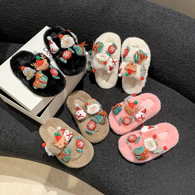 Childrens cotton slippers princess shoes childrens warm winter cartoon cute indoor fur slippers girls soft baby shoes 241016bj