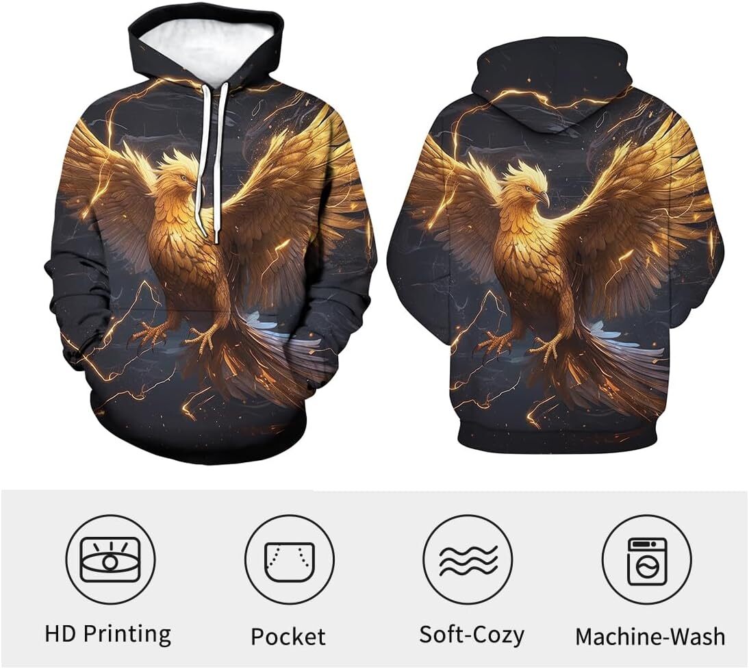 Hoodie for Mens Womens Unisex Phoenix Hoodies Men 3D Novelty Tie Dye Printed Long Sleeve Hooded Lightweight Pullover Hoodie Graphic Hoodies sweatshirt