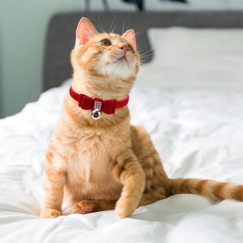 Dog Collars Pet Collar Bell Puppy Rhie Bow Tie Rhies Cat With Veet Fabric Kitten