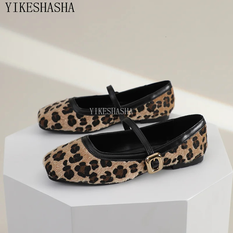 Fashion Womens Round Toe Leopard Print Casual Breathable Slip-on Flat Outdoor Ladies Mary Jane Shoes SYDanne 241016