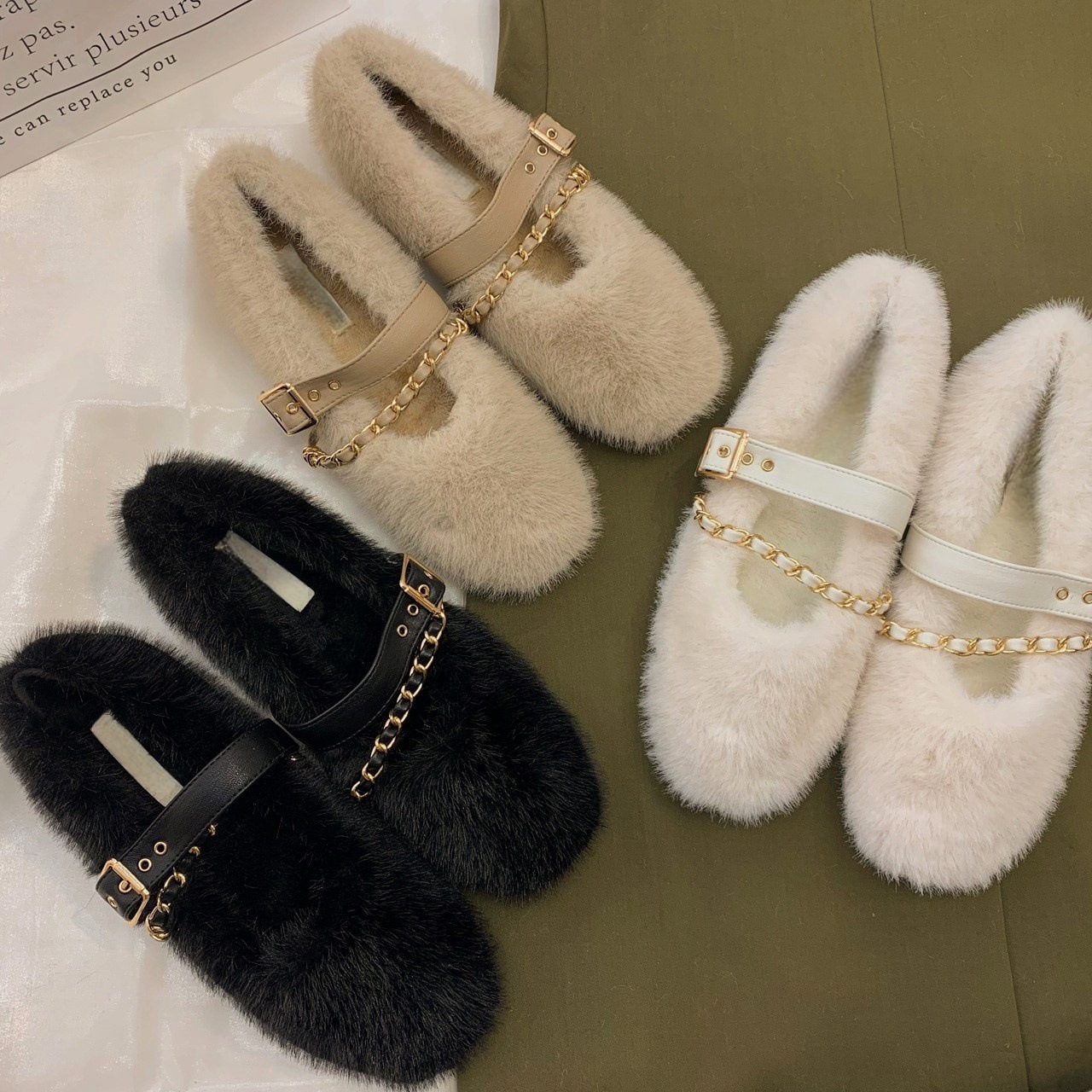 Women's Winter Coarse Heel Plush Cotton Single Shoes 2687