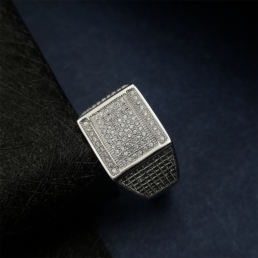 Hotsale Hiphop Jewelry Sier Rings Zircon Moissanite Dia Rhodium Gold Plating Iced Out Finger Ring For Men