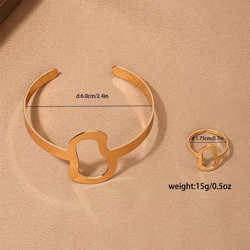 Unisex Round Metal Bangle - Stylish Urban Wear Wide Wrist Band Accessory